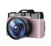 Macchina fotografica digitale, Macro Lens 4K Digital Camera Flip Screen Selfie Camcorder 48MP Vlog Webcam Videoregistratore vintage 16X grandangolare(32G SD Card,With Lens Fliter-02)
