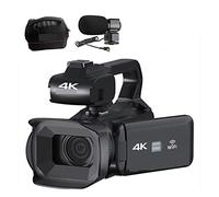 Macchina fotografica digitale, Videocamera professionale 18X Full 4K 60FPS for webcam live streaming Videocamera digitale da 64 MP 4 Registratore Vlog con schermo rotante(128G SD Card,With Microphone)