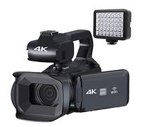 Macchina fotografica digitale, Videocamera professionale 18X Full 4K 60FPS for webcam live streaming Videocamera digitale da 64 MP 4 Registratore Vlog con schermo rotante(128G SD Card,With Light)