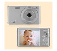 Macchina fotografica digitale, Videocamere digitali vintage da 44 MP Registrazione time-lapse Videocamera fotografica 4K Videoregistratore compatto Vlog for regalo for bambini(64G SD Card,Silver)