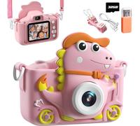 Macchina Fotografica Dinosauro per Bambini, 2" 1080P HD Selfie Fotocamera 32G, Regalo per Bambini 3-12 Anni, Giocattolo (Rosa)