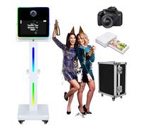 Macchina fotografica DSLR per selfie da 15,6 pollici, portatile, con touch screen, con custodia da volo, cabina fotografica a specchio con luce RGB per eventi di festa di nozze (Machine+macchina