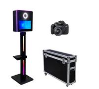 Macchina fotografica DSLR, touch screen da 15,6", portatile, con specchio, per foto, telecomando con app, software, custodia per voli, photobooth per feste, matrimoni, eventi a noleggio (nero, cabina