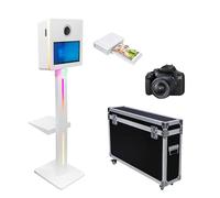Macchina fotografica DSLR, touch screen da 15,6", portatile, con specchio, per foto, telecomando, software, custodia per voli, photobooth per feste, matrimoni e eventi (bianco, set completo)