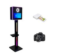 Macchina fotografica DSLR, touch screen da 15,6", portatile, con specchio, per foto, telecomando, software, custodia per voli, photobooth per feste, matrimoni e eventi (nero, set completo)
