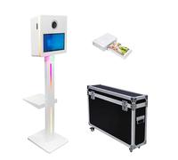Macchina fotografica DSLR, touch screen da 15,6", portatile, con specchio, per foto, telecomando, software, custodia per voli, photobooth per feste, matrimoni e eventi (bianco, cabina fotografica +