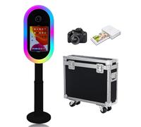 Macchina fotografica per selfie, compatibile con iPad (10,2-13 pollici) e supporto da pavimento con luce RGB con custodia da viaggio per matrimoni, eventi, compleanni (nero, macchina fotografica
