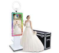 Macchina fotografica portatile a specchio con touch screen da 32 pollici, macchina per selfie con luce RGB e custodia per eventi (macchina per cabina fotografica)