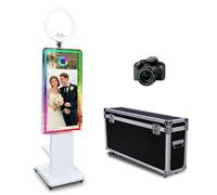 Macchina fotografica portatile a specchio con touch screen da 32 pollici, macchina per selfie con luce RGB e custodia per eventi