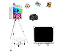 Macchina fotografica portatile con touchscreen da 15,6 pollici, include supporto per stampante, altezza regolabile, mini PC integrato, luce RGB, custodia da viaggio per feste, matrimoni, eventi