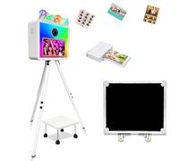Macchina fotografica portatile con touchscreen da 15,6 pollici, include supporto per stampante, altezza regolabile, mini PC integrato, luce RGB, custodia da viaggio per feste, matrimoni, eventi