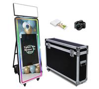 Macchina fotografica portatile da 60 pollici con touch screen LCD da 32 pollici, specchio magico, macchina per selfie, controllo APP con custodia per eventi e feste (nero, macchin macchina