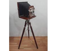 Macchina fotografica stile vintage antico, 120, 35 mm, finitura cromata e legno marrone, replica da studio da collezione, decorazione regalo