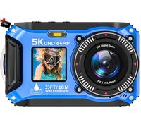 Macchina fotografica subacquea 5K, macchina fotografica impermeabile 33FT | Messa a fuoco automatica Point-and-Shoot, antipolvere, compatta, galleggiabile, scheda da 32 GB, batteria da 1500 mAh e tipo