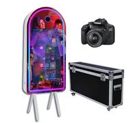 Macchina fototessera con fotocamera e flight case, fototessera portatile con touch screen per selfie, fototessera con specchio magico e luce RGB