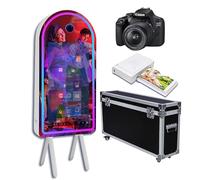 Macchina fototessera con fotocamera, stampante e flight case, fototessera portatile con touch screen per selfie, fototessera con specchio magico e luce RGB