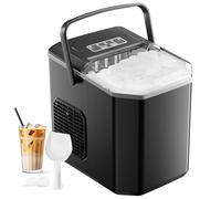 Macchina Ghiaccio 12kg/24h, Macchina del Ghiaccio Casa Autopulente, Macchina per il Ghiaccio Professionale 1,5L, Pronto in 6-12 Minuti, con Maniglia/Silenzioso/Paletta/Cestello, Nero