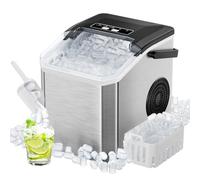 Macchina Ghiaccio,15kg/24h Macchina per il Ghiaccio da 130W 8 Cubetti di Ghiaccio in 6 Minuti, Macchina del Ghiaccio con Funzione Autopulente, Con Paletta e Cestello per il Ghiaccio, 2 Dimensioni