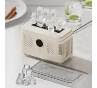 Macchina Ghiaccio Da Banco, 12 Cubi in 15 Minuti, DC12V 150W Design Silenzioso E Portatile, Coperchio Superiore Rimovibile, Per Casa, Feste, Campeggio E Viaggi (Bianco crema)