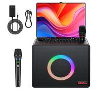 Macchina intelligente per karaoke con display con testi, touch screen integrato da 14 pollici, con altoparlante Bluetooth per feste e due microfoni wireless, sistema PA portatile per feste all'aperto