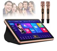 Macchina Karaoke 5 in 1 con 2 microfoni, touch screen 4K, doppio sistema per karaoke, film, giochi, YouTube, aggiornamenti cloud