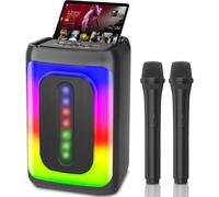Macchina Karaoke Con 2 Microfoni, Altoparlante Portatile Bluetooth Con Luci a LE
