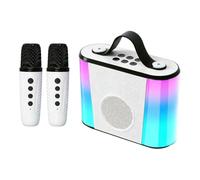 Macchina Karaoke con 2 Microfoni Wireless e Altoparlante Portatile | set di piccoli altoparlanti per esterno Ideale per Feste, Picnic, Campeggio, Riunioni di Famiglia, in Piazza e durante i
