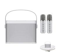 Macchina karaoke con due microfono wireless, altoparlante wireless karaoke, altoparlante al microfono portatile, audio di alta qualità, facile da trasportare, 21x15,5 cm, per le vacanze