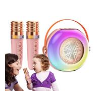 Macchina Karaoke - Lettore musicale con 2 microfoni, karaoke con a LED, per feste per bambini, celebrazioni familiari, compleanni ed eventi a casa