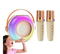 Macchina karaoke per - Altoparlante karaoke con 2 microfoni | Luce LED, Lettore musicale, scatola audio, per riunioni di famiglia e casa. Macchina karaoke po