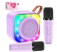 Macchina Karaoke per Bambini con 2 Microfoni Wireless - Microfono Bluetooth, Altoparlante Portatile , Cambio Voce, Luci LED, Giocattolo Musicale per Ragazze e Ragazzi, Regalo per Compleanni e Natale
