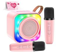 Macchina Karaoke per Bambini con 2 Microfoni Wireless - Microfono Bluetooth, Altoparlante Portatile, Cambio Voce, Luci LED, Giocattolo Musicale per Ragazze e Ragazzi, Regalo per Compleanni e Natale
