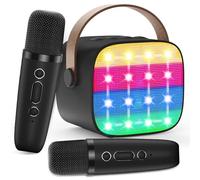 Macchina Karaoke per Bambini con 2 Microfoni Wireless - Microfono Bluetooth, Altoparlante Portatile, Cambio Voce, Luci LED, Giocattolo Musicale per Ragazze e Ragazzi, Regalo per Compleanni e Natale