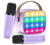 Macchina Karaoke per Bambini con 2 Microfoni Wireless - Microfono Bluetooth, Altoparlante Portatile, Cambio Voce, Luci LED, Giocattolo Musicale per Ragazze e Ragazzi, Regalo per Compleanni e Natale
