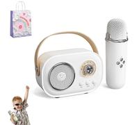 Macchina Karaoke Per Bambini, Mini Macchina Karaoke Con 2 Microfoni Wireless, Macchina Karaoke Per Bambini Per Ragazze, C20 Di Altoparlanti Retrò Suono Stereo Per La Festa (1 Mic,White)