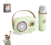 Macchina Karaoke Per Bambini, Mini Macchina Karaoke Con 2 Microfoni Wireless, Macchina Karaoke Per Bambini Per Ragazze, C20 Di Altoparlanti Retrò Suono Stereo Per La Festa (1 Mic,Green)