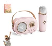 Macchina Karaoke Per Bambini, Mini Macchina Karaoke Con 2 Microfoni Wireless, Macchina Karaoke Per Bambini Per Ragazze, C20 Di Altoparlanti Retrò Suono Stereo Per La Festa (1 Mic,Pink)