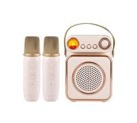 Macchina Karaoke Wireless Microfono Set di Altoparlanti KTV con Mini Microfono, Luce Notturna a LED Ricaricabile per Feste (Beige)