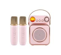 Macchina Karaoke Wireless Microfono Set di Altoparlanti KTV con Mini Microfono, Luce Notturna a LED Ricaricabile per Feste (PINK)