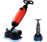 Macchina Lavapavimenti Commerciale 3-in-1, Lavasciuga Pavimenti a Spinta Manuale con Batteria 80 Minuti, 17 Pollici, per Hotel, Uffici e Pavimenti in Piastrelle e Legno(Red)