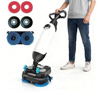 Macchina Lavapavimenti Commerciale, Lavapavimenti Mini A Spinta, Doppia Spazzola Manuale, Testa Rotante 360°, Elettrico Portatile, Per Albergo, Ufficio E Azienda(White)