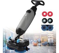 Macchina Lavapavimenti Commerciale, Lavapavimenti Mini A Spinta, Doppia Spazzola Manuale, Testa Rotante 360°, Elettrico Portatile, Per Albergo, Ufficio E Azienda(Gray)