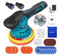 Macchina lucidatrice a batteria per auto - lucidatrice a doppia azione con 8 velocità variabili e 2 batterie - lucidatrice con tampone per lucidatura Kit per auto, mobili, lucidatura e levigatura