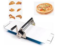 Macchina manuale da tavolo per pasta e pizza con impostazioni regolabili. | Strumento manuale compatto da tavolo che combina una macchina per la pasta e una per la pizza, con impostazioni regolabili