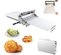 Macchina manuale for sfogliare la pasta da tavolo in acciaio inossidabile,sfogliatrice for pasticceria a spessore regolabile,for pizza,croissant,pasta sfoglia,fondente e dolci fatti in casa(400-model)