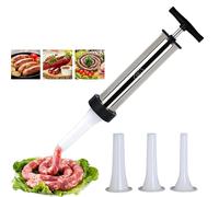 Macchina Manuale per Salsicce in Acciaio Inossidabile 304, Insaccatrice per Carne, Riempitrice per Salumi, Strumento per Insaccare Salsicce con 3 Imbuto per Salsiccia,per Salsicce Cucina Domestica