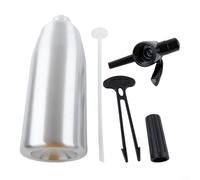 Macchina per acqua gassata per bibite gassate e bevande gassate, livello di carbonatazione regolabile, design in alluminio, argento, rosso, nero, 33 x 9,5 x 9,5 cm, rinfrescante per la casa (argento)