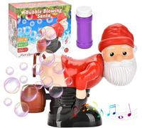 Macchina per Bolle di Babbo Natale, Giocattolo Musicale con Luci e Suoni | Babbo Natale che soffia bolle con suoni divertenti, musica natalizia e luci lampeggianti, funzionamento automatico a batterie