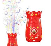 Macchina per bolle di fuochi d'artificio, 10 fori, con luci a LED colorate, giocattolo automatico per bolle d'aria, portatile, per feste di compleanno, matrimonio, falò, Capodanno cinese