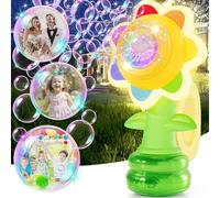 Macchina per bolle di sapone per bambini, per bolle di sapone, fiori di sapone, bolle, ricaricabile, con soluzione per bolle di sapone da 130 ml, per feste di bambini